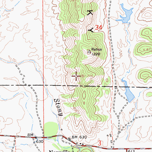 Topographic Map of Rocky Ridge, CA
