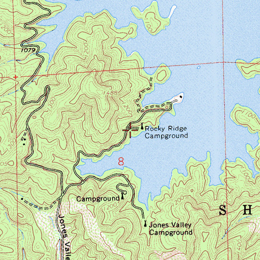 Topographic Map of Rocky Ridge Campground, CA