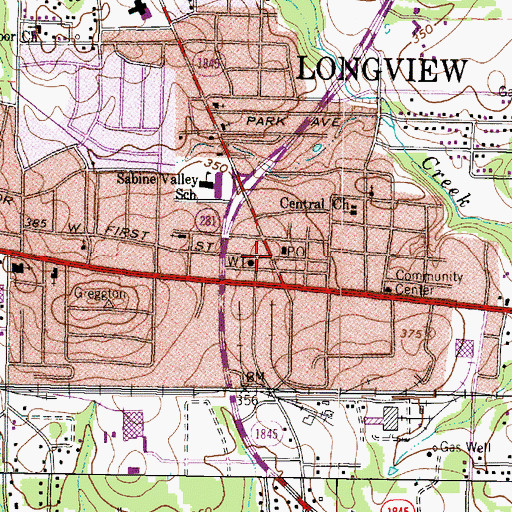 Topographic Map of Longview Fire Department Station 5 / Emergency Medical Services, TX