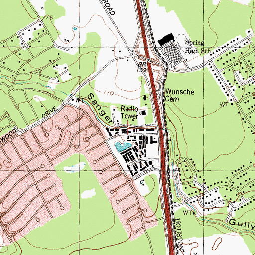 Topographic Map of Spring Volunteer Fire Department Station 77, TX