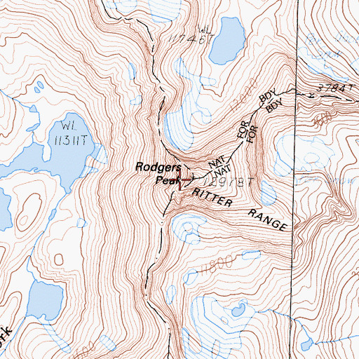 Topographic Map of Rodgers Peak, CA