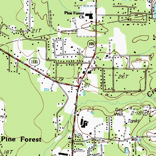 Topographic Map of Orange County Emergency Services District 1 Station 2, TX