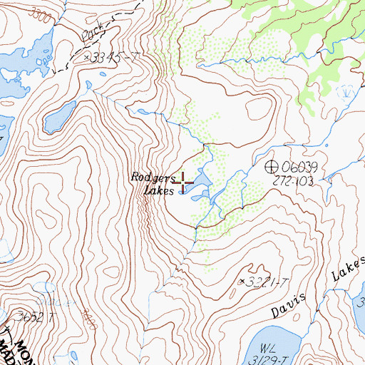 Topographic Map of Rodgers Lakes, CA