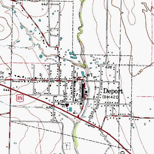 Topographic Map of Deport Volunteer Fire Department, TX