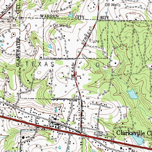 Topographic Map of Clarksville - Warren Cities Volunteer Fire Department, TX