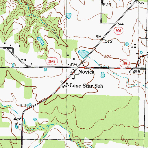 Topographic Map of Novice Volunteer Fire Department, TX