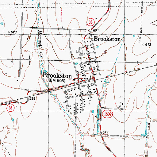 Topographic Map of Brookston Volunteer Fire Department - First Responders, TX