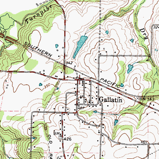 Topographic Map of Gallatin Volunteer Fire Department, TX