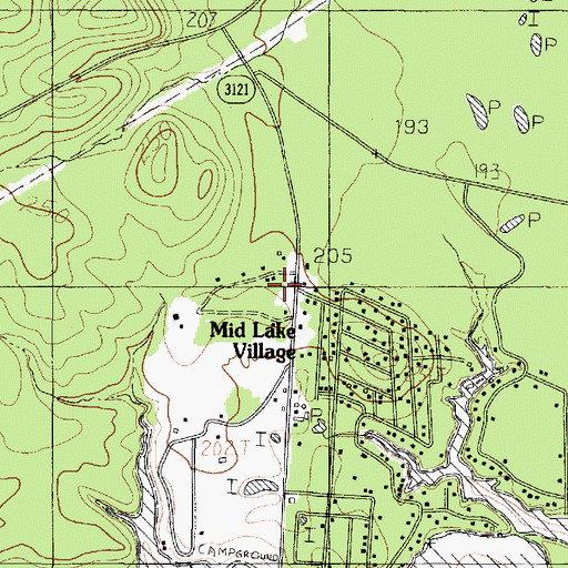 Topographic Map of Pendleton Harbor Volunteer Fire Department, TX