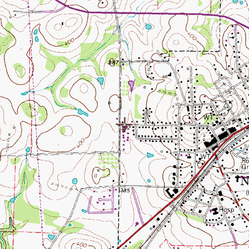 Topographic Map of Naples Fire Department, TX