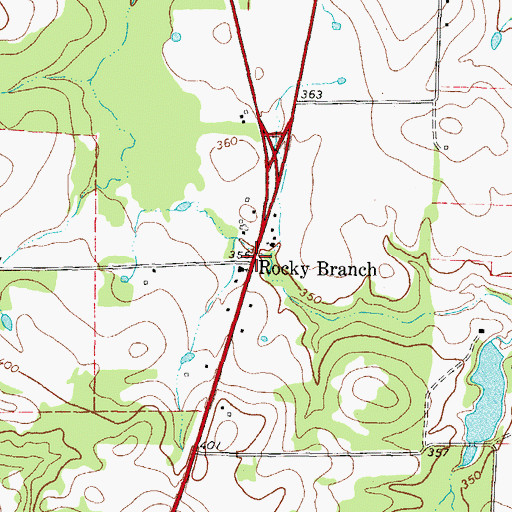 Topographic Map of Rocky Branch Volunteer Fire Department, TX