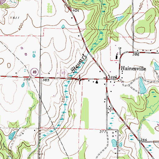 Topographic Map of Hainesville Volunteer Fire Department, TX