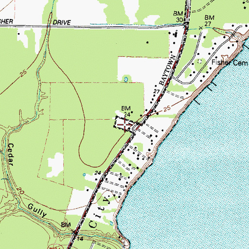 Topographic Map of Beach City Volunteer Fire Department, TX