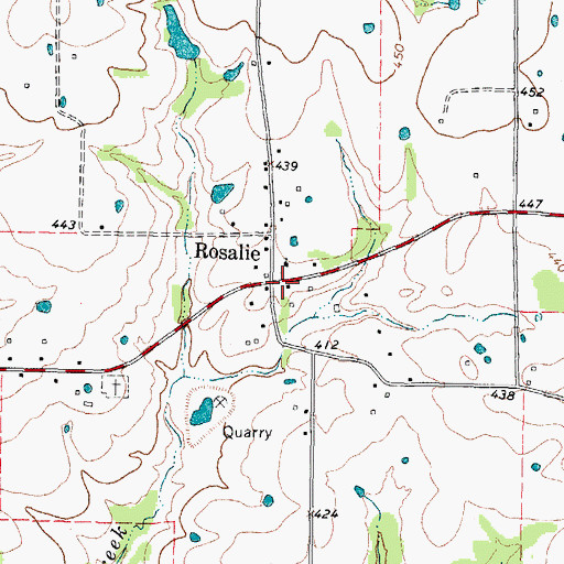 Topographic Map of Rosalie Volunteer Fire Department, TX