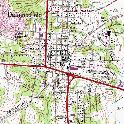 Topographic Map of Daingerfield Volunteer Fire Department / Emergency Medical Service, TX