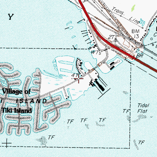 Topographic Map of Tiki Island Volunteer Fire Department, TX