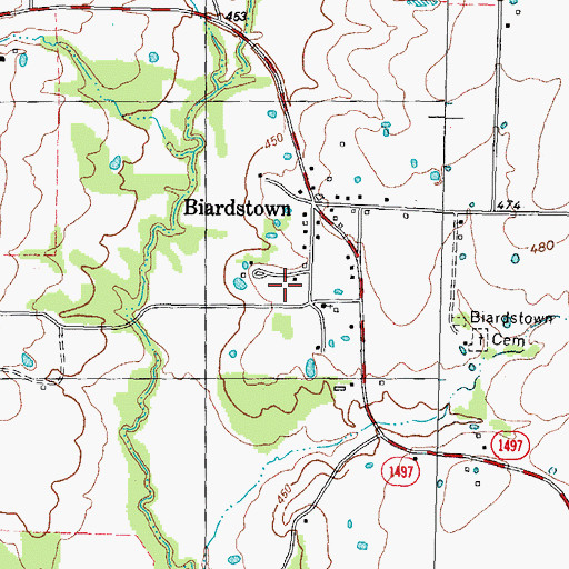 Topographic Map of Biardstown Volunteer Fire Department, TX