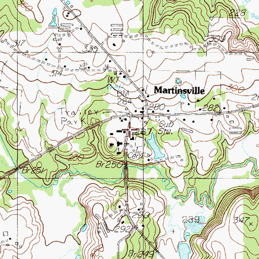 Topographic Map of Martinsville Volunteer Fire Department, TX