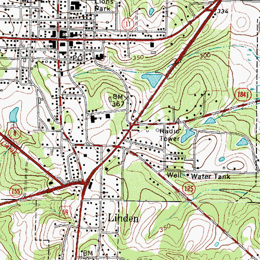 Topographic Map of Texas Forest Service Linden Office, TX