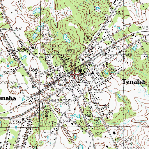 Topographic Map of Tenaha Volunteer Fire Department, TX