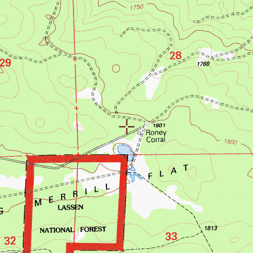 Topographic Map of Roney Corral, CA