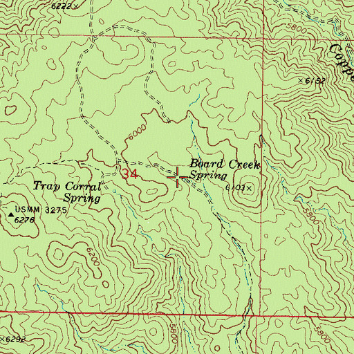 Topographic Map of Board Creek Spring, AZ