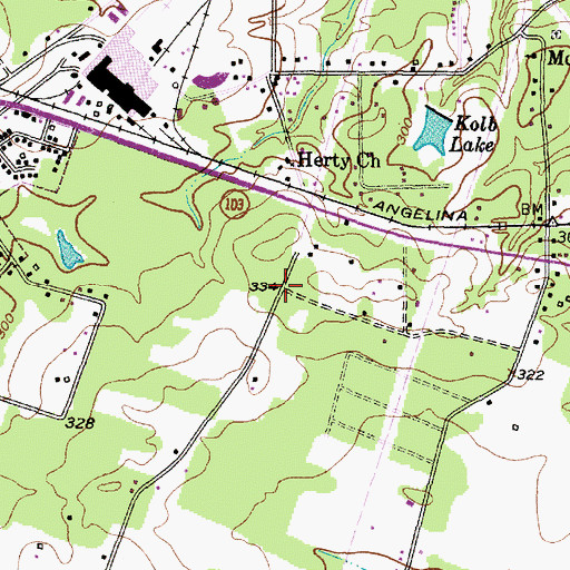Topographic Map of Moffett Volunteer Fire Department, TX
