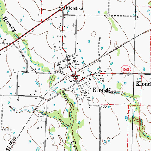 Topographic Map of Klondike Volunteer Fire Department, TX