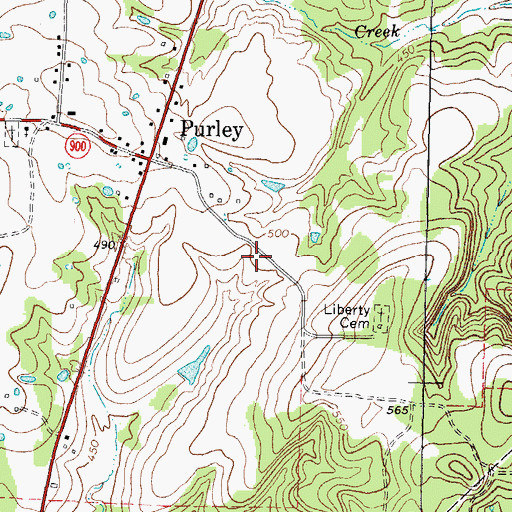 Topographic Map of Purley Volunteer Fire Department, TX