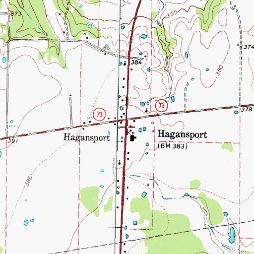 Topographic Map of North Franklin County Volunteer Fire Department, TX