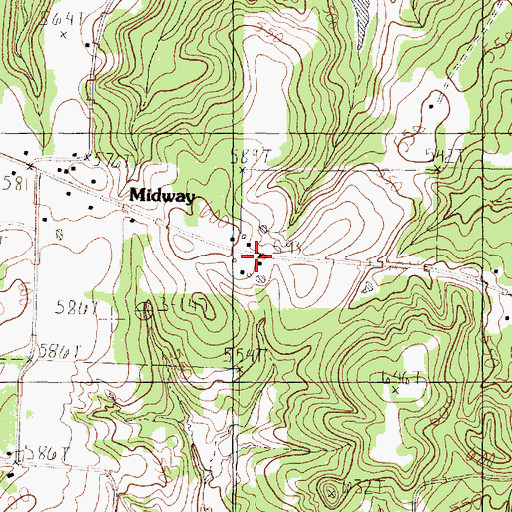 Topographic Map of Midway Volunteer Fire Department, TX