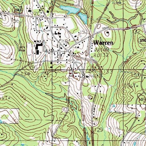 Topographic Map of Warren Volunteer Fire Department, TX