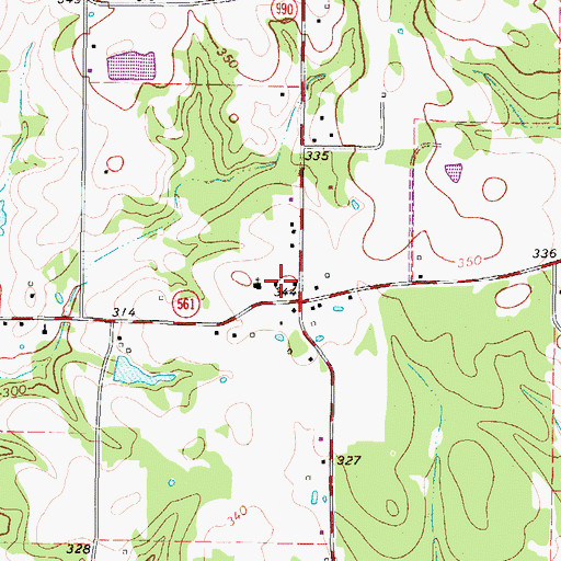 Topographic Map of Simms District Volunteer Fire Department, TX
