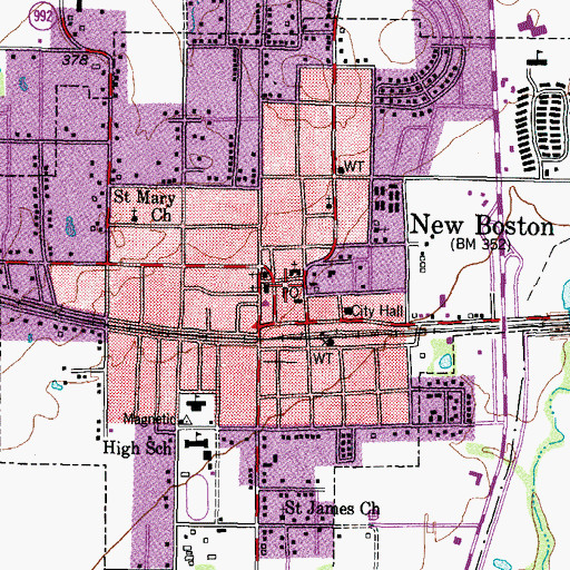 Topographic Map of New Boston Volunteer Fire Department Station 1, TX