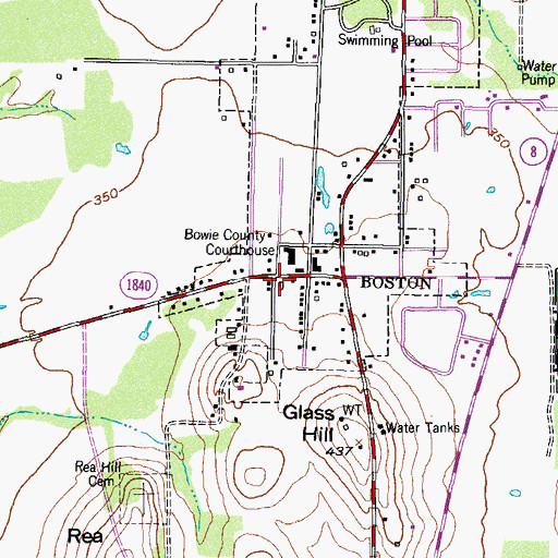 Topographic Map of New Boston Volunteer Fire Department Station 2, TX