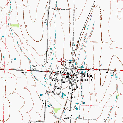 Topographic Map of Enloe Volunteer Fire Department, TX