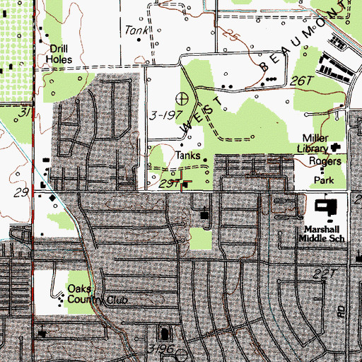 Topographic Map of Beaumont Fire and Rescue Station 9, TX