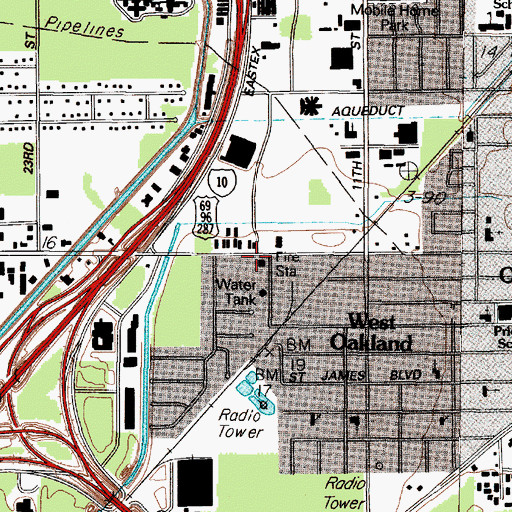 Topographic Map of Beaumont Fire and Rescue Station 10, TX