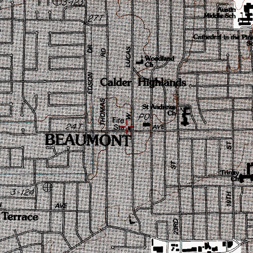 Topographic Map of Beaumont Fire and Rescue Station 4, TX
