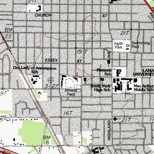 Topographic Map of Beaumont Fire and Rescue Station 3, TX