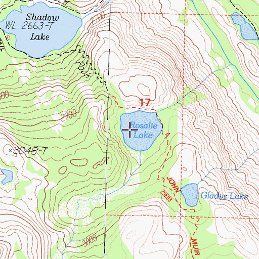 Topographic Map of Rosalie Lake, CA