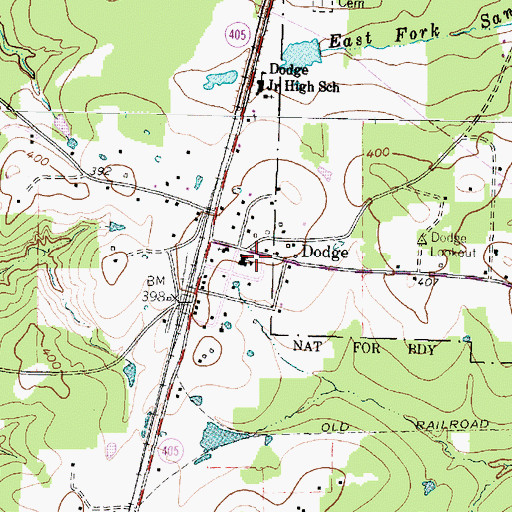 Topographic Map of Dodge Volunteer Fire Department, TX