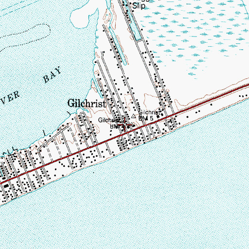 Topographic Map of Gilchrist Volunteer Fire Department, TX