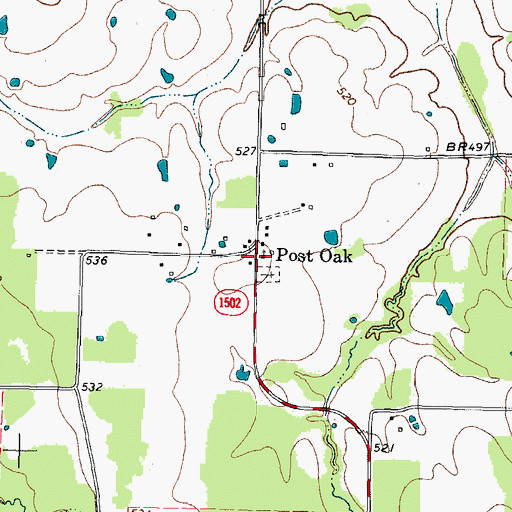 Topographic Map of East Post Oak Volunteer Fire Department, TX
