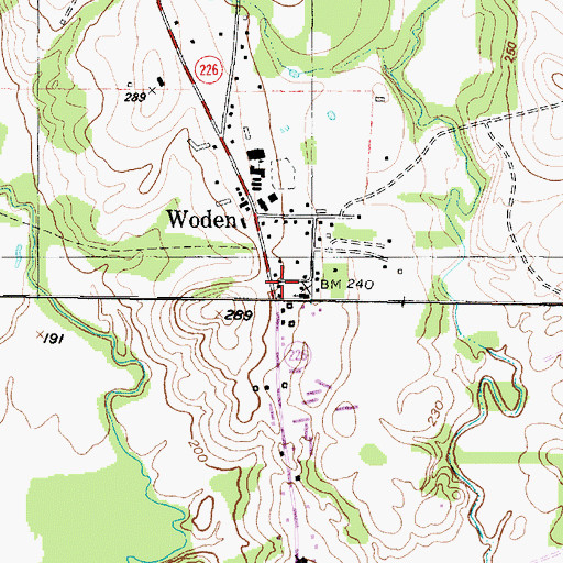 Topographic Map of Woden Volunteer Fire Department, TX