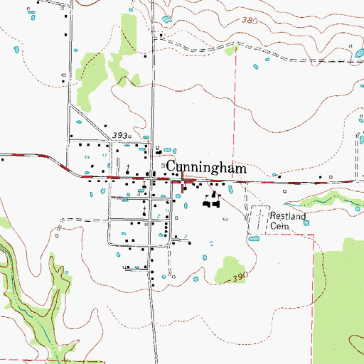 Topographic Map of Cunningham Volunteer Fire Department, TX