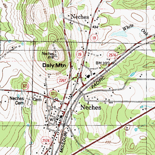 Topographic Map of Neches Volunteer Fire Department, TX