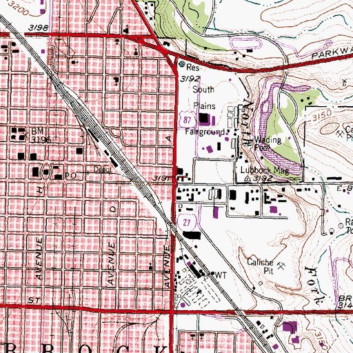 Topographic Map of Lubbock Emergency Medical Service Station 1, TX