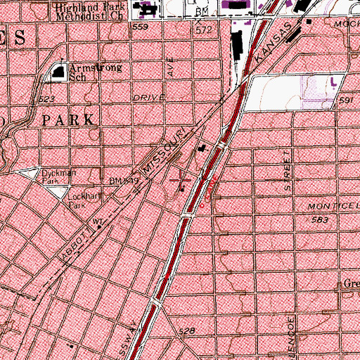 Topographic Map of Mercy Emergency Medical Services, TX