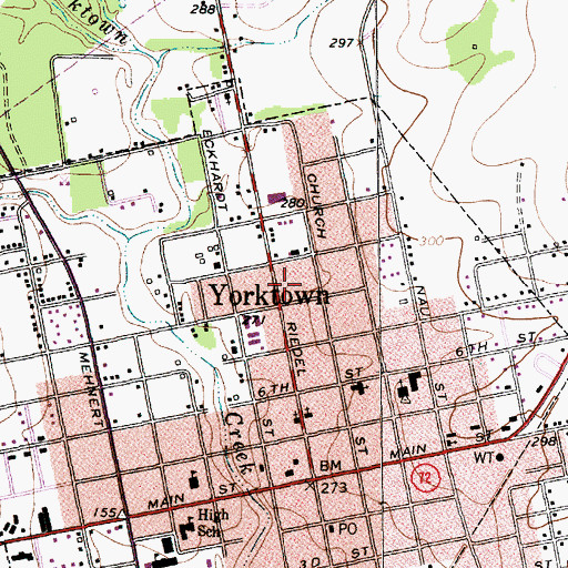 Topographic Map of Yorktown Emergency Medical Services, TX